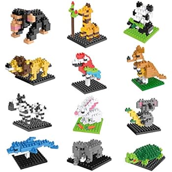 FUN LITTLE TOYS Party Favors for Kids, Mini Animals Building Blocks Sets for Goodie Bags, Prizes, Birthday Gifts, 12 Boxes