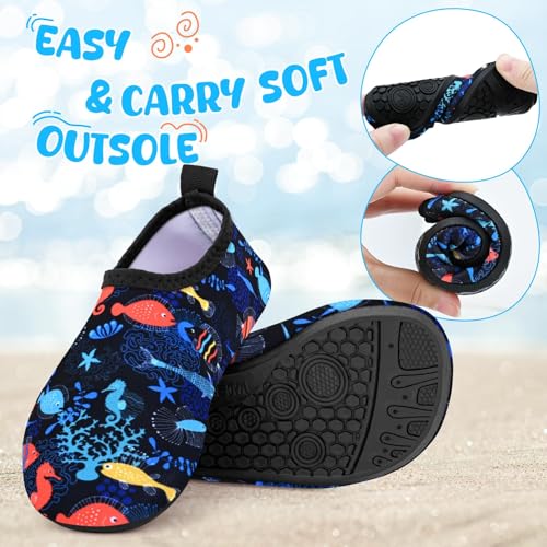 Swim Water Shoes Kids, Boys Girls Non-Slip Quick Dry Beach Shoes,Barefoot Shoes Aqua Socks for Beach Outdoor Sports