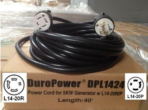 Generator Power Cord - L14-20 Extension Cord DPL1424 - 40 Foot, 20 Amps, 125/250V