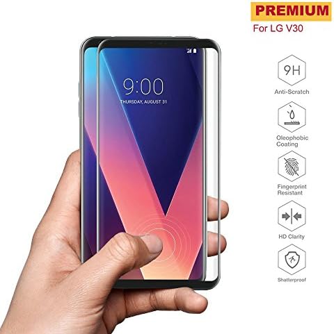 LG V30 Screen Protector, blockone Premium Tempered Glass 3D Full Coverage Screen Protector For LG V30 [9H Hardness] [Anti-Fingerprint] [High Responsivity] [Bubble Free]