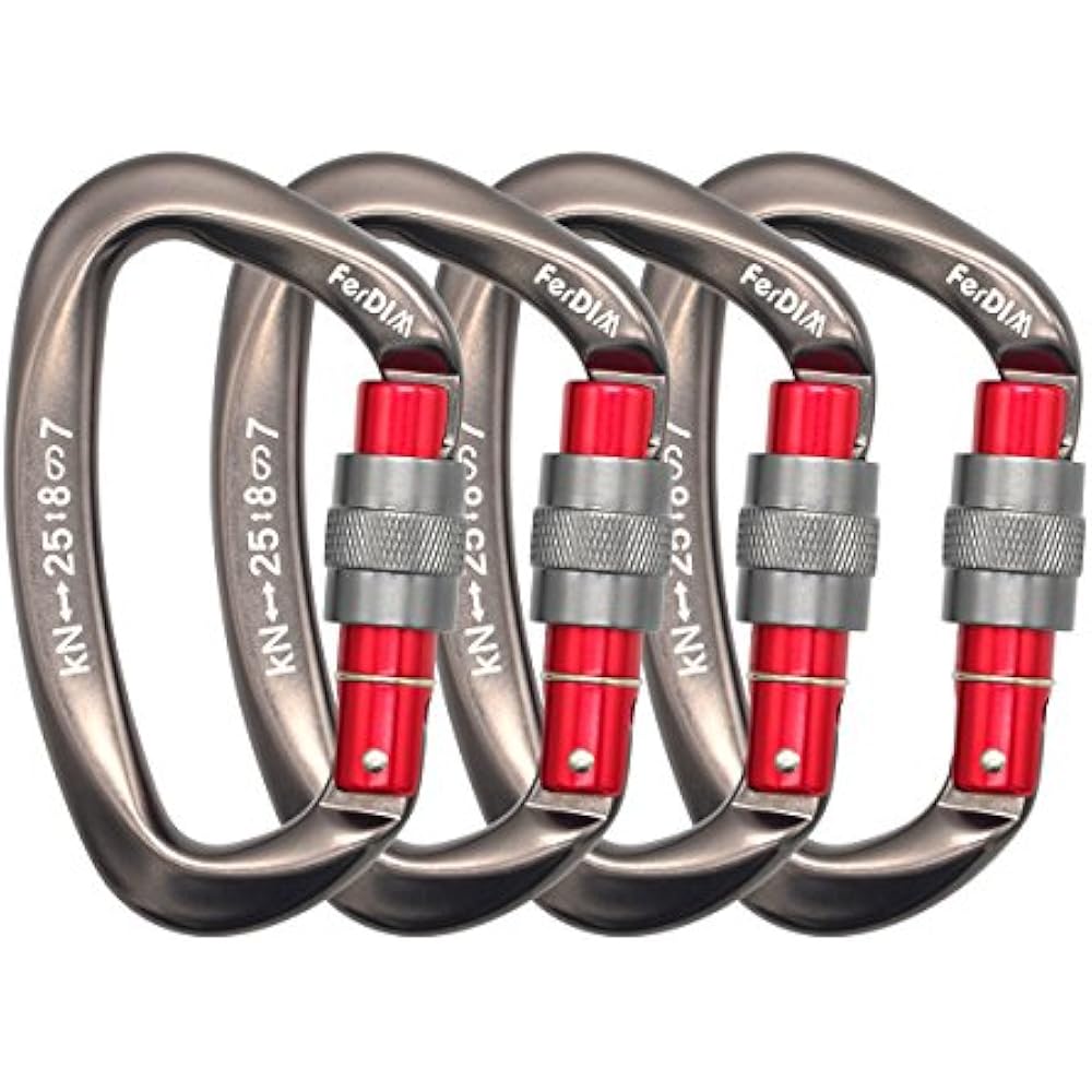 25KN Rock Climbing Carabiner, DShaped Magnalium Locking