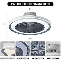 EIHIWD 20in Ceiling Fan with Lights Remote Control