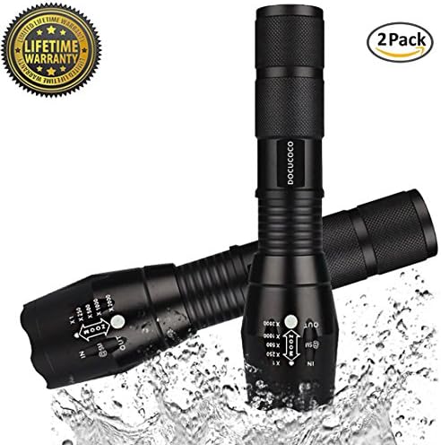 Led Tactical Flashlight LED Flashlights 1000 Lumens Handheld Flashlight Waterproof Portable for Outdoor Camping Emergency Adjustable Focus Home 5 Modes Light Best Gift-Giving (2 Pack)