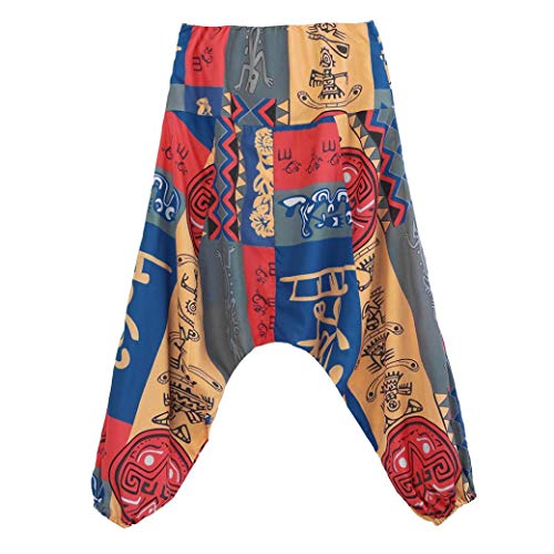 Pants For Women, Clearance Sale! Pervobs Unisex Loose Drop Crotch Floral Yoga Joggers Harem Bloomers Pants Trousers(S, Yellow)