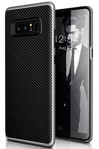 Galaxy Note 8 Case,Myriann Dual Layer Premium Bumper Style Ultra Slim Carbon Fiber Textured Scratch Resistant Shock Absorption Protective Case for Samsung Galaxy Note8(Silver)
