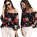 Sunward(TM) Sexy Women Off Shoulder Floral Blouse Tops (Large, Black)