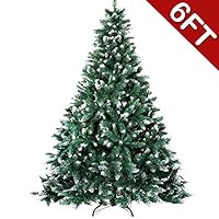 Aytai 6ft Artificial Christmas Tree, Flocked Snow Christmas Trees with Metal Stand for Holiday Decoration, 1000 Tips