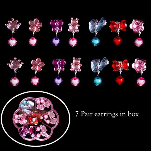 image for Deoot Little Girls Jewelry Set,7 Sets Princess Necklace Bracelet and 7