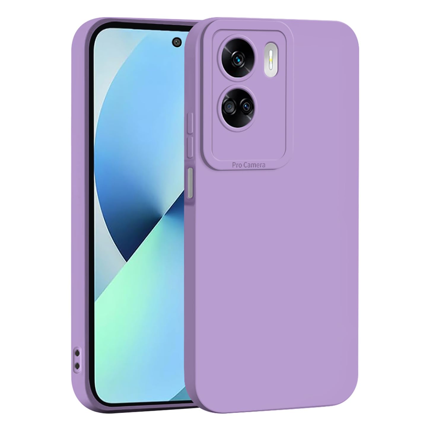 ILING Liquid Silicone Case for HONOR 90 Lite 5G, Simple Solid Color Back Soft Gel Rubber Frosted TPU Bumper Shockproof Protective Ultra-thin Phone Case Cover (Purple)