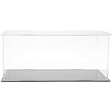 Acrylic Display Box Dustproof Clear Case with Black Base for Action Figure, Dolls, Diecast Cars, Model Ship/Plane/Truck, 4 Si