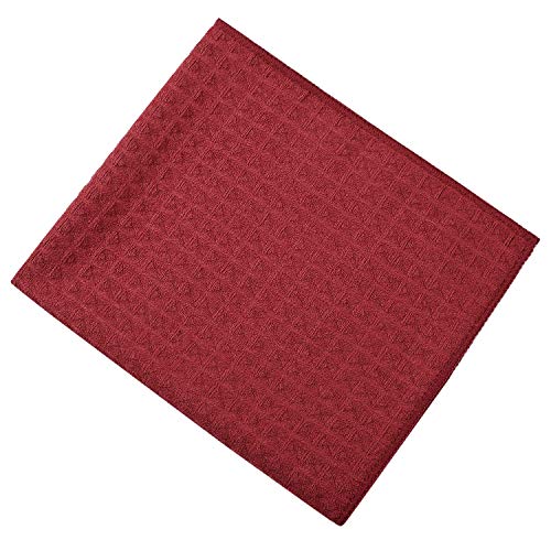 Lifaith Microfiber Thick Waffle Weave Kitchen Towels Dish Cloth 3 Pack 16inch X 19inch Red