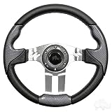 RHOX Aviator 5 Golf Cart Steering Wheel (Carbon Fiber Grip/Brushed Aluminum Spokes)