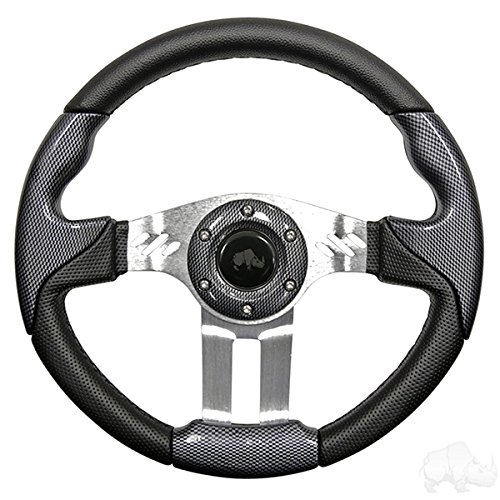 RHOX Aviator 5 Golf Cart Steering Wheel (Carbon Fiber Grip/Brushed Aluminum Spokes)
