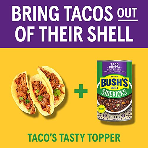 BUSH'S BEST Taco Fiesta Black Beans, Source of Plant Based Protein and