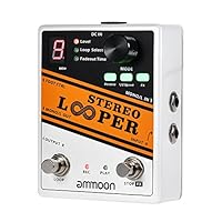 ammoon Stereo Looper Pedal Electric Guitar Effect Pedal 10 Independent Loops Max. 10 minutes Recording Time Unlimited Overdubbing