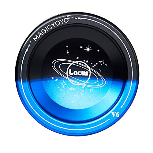 Responsive Yoyo V6 Locus, Magic YOYO Pro Ball Bearing Yoyo, Aluminum Metal Yoyos for Kids Beginner Learner with Bag Glove and 5 Yoyo Strings - Black & Blue