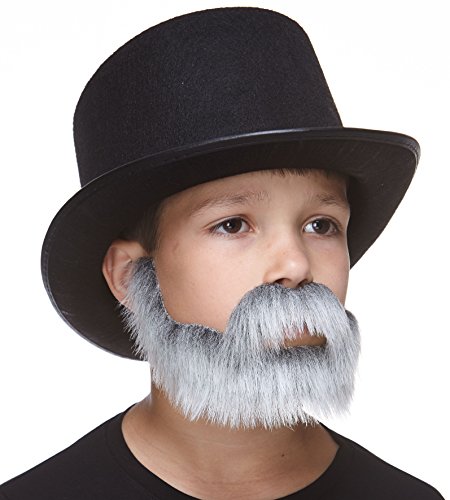 Mustaches Fake Beard, Self Adhesive, Small Nobleman False Facial Hair for Kids, Salt and Pepper Color
