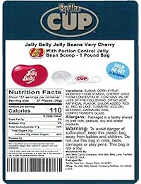 Jelly Belly Jelly Beans – 1 libra de bolso, muy cerezo – con por la copa de control de porción Jelly Bean Scoop