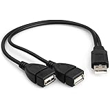 JEEUE USB Splitter Cable Male to 2 Female Adapter USB 2.0 A Cord 2 Port for Data Charging Syncing -1PCS