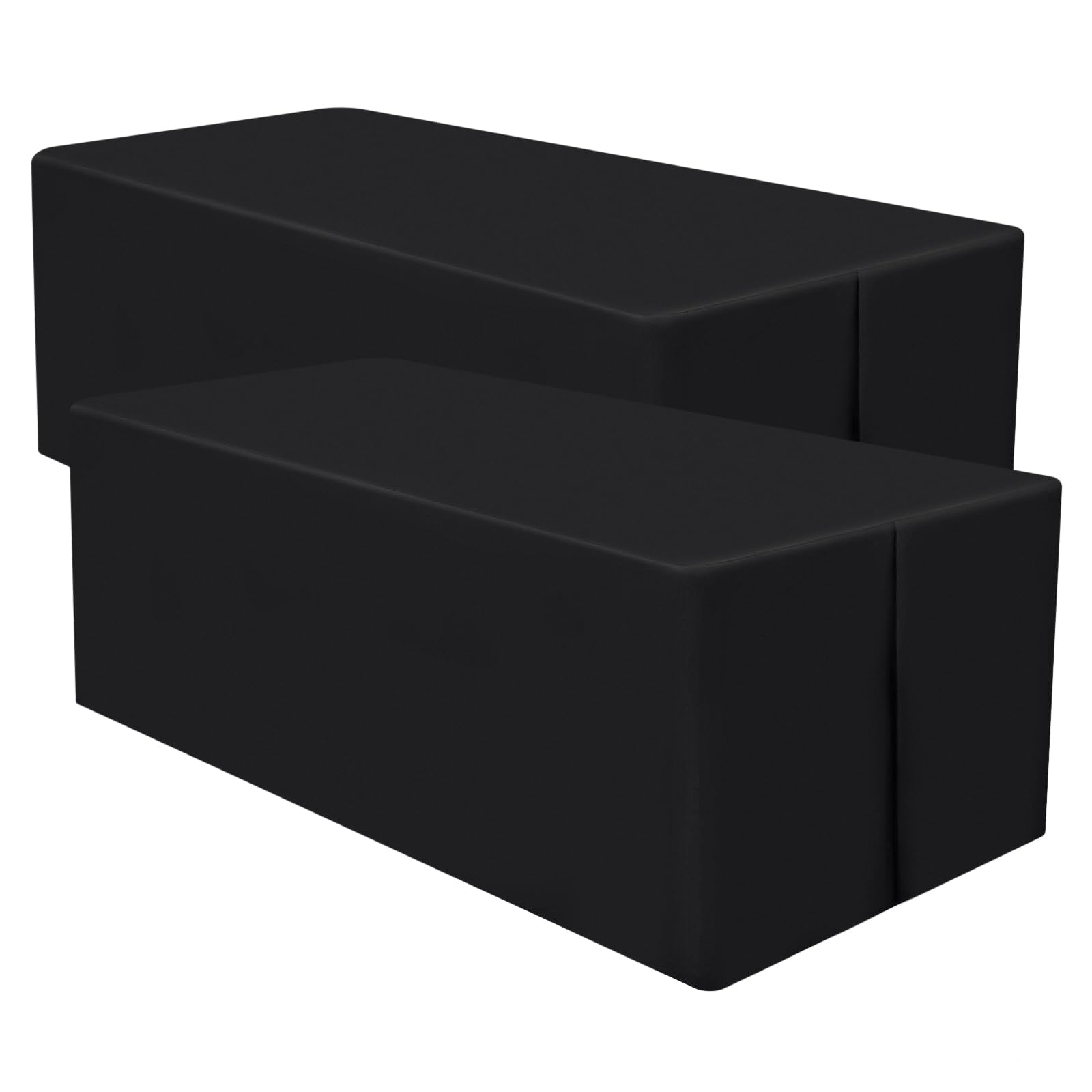Photo 1 of homing 2 Packs Rectangle Fitted Tablecloth, Washable Fabric Table Cloth for 8 Foot Tables, Water Resistant Table Cover for Party, Trade Show, Outdoor and Indoor (Black, 30" x 96")