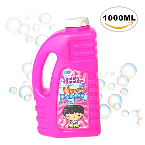 rainbow yuango 1000ML Safety Tasteless Big Bubbles Solution Refill 34 Ounces Gazillion Bubble Bottle Replacement Non-Toxic Premium Soap Bubble Liquid Refill Bubble Juice(Pink)