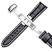 iStrap Leather Watch band -Alligator Grain Embossed Pattern Calfskin Replacement Strap-Stainless Steel Deployment Buckle with Push Buttons-Bracelet for Men Women-18mm 19mm 20mm 21mm 22mm 24mm