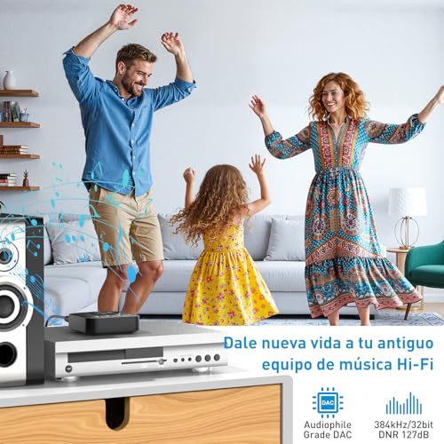1Mii B06HD+ Bluetooth 5.3 High Resolution Music Receiver for Home Stereo with LDAC, HiFi Bluetooth Audio Adapter with Audiophile DAC, Volume Control, aptX HD, OLED Display