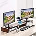 HUVIBE Bamboo Dual Monitor Stand Riser with Length and Angle Adjustable, 3 Shelf Multifunctional Screen Desktop Organizer for Laptop Computer, TV, PC, Printer, Multi Media Speaker-Walnutthumb 1