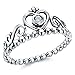 Allencoco 925 Sterling Silver Crown Shape Cubic Zirconia Bead Stackable My Princess Tiara Rings Size 9