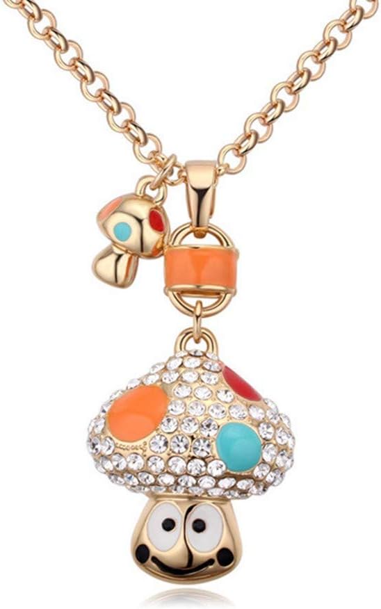 Ddcjy Crystal Sweater Chain Mushroom Cloud Plated Real Gold Long Necklace Pendant Decorative Chain