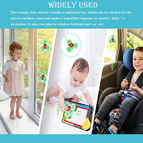 Tummy Time Mirror for Babies, Baby Floor Mirror with Spinning Toy, Soft