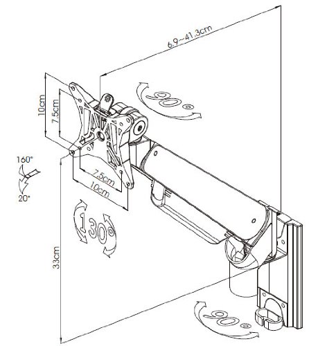 GSD100 gas spring lcd monitor stand: dimensions and features