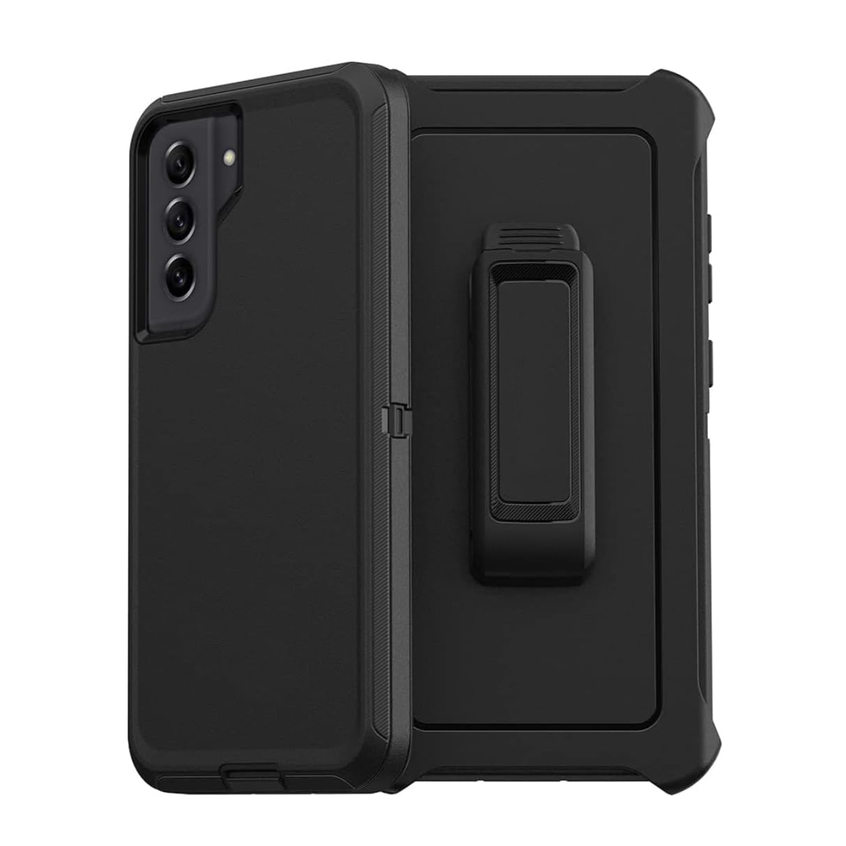 Kedefmv Defender Case for Samsung Galaxy S21 FE 5G - Black with Holster Belt Clip