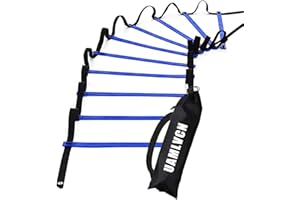 UAMLVCN Sport Agility Ladder 6rungs/8rungs/10rungs /12rungs/14rungs/16rungs/20rungs Soccer Training with Equipment Bag Fitness or Speed Agility Training for Training Football Soccer Basketball Athletes and Teens or Kids Yellow/Red/Blue