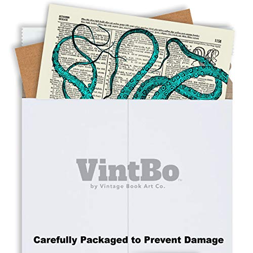 Blue Octopus Upcycled Vintage Dictionary Art Print 8x10
