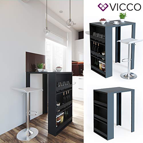 Vicco Bartisch Bar Weiß Anthrazit Tresen Bartresen Stehtisch Tisch Tresentisch Bistrotisch Küche mit 3 extra Fächern… – Bild 3