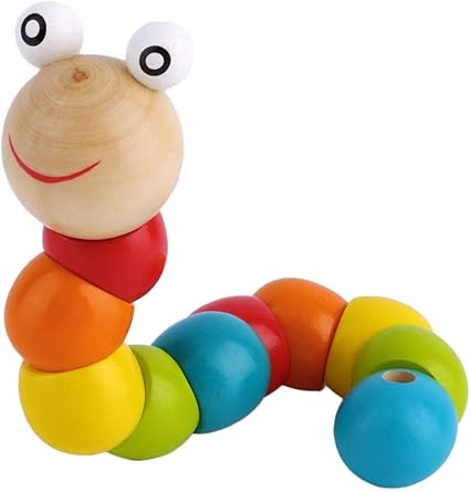 Amazon Co Jp Saikogoods 木製のねじれた醜いワーム多色感覚子供子供男の子女の子カラフルな木製ワーム感覚木ビーズのおもちゃ カラフル ホーム キッチン