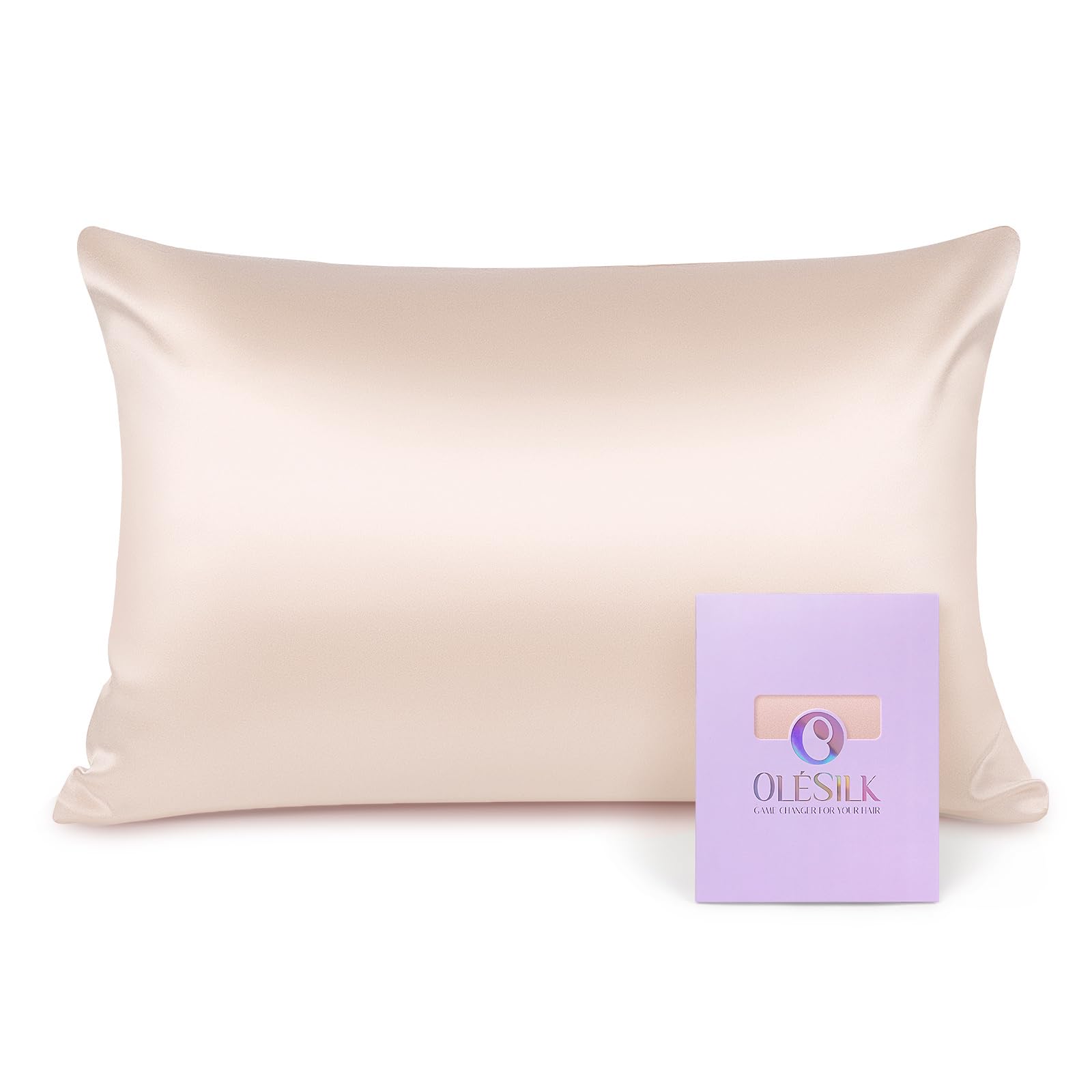 OLESILK 100% Silk Pillowcase for Hair and Skin, Both Sides 16 Momme Real Natural Mulberry Silk, with Hidden Zipper and Gift Box, 1pc, Peach Pink, 50x75cm