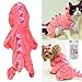 Bro'Bear Pet Plush Outfit Dinosaur Costume with Hood for Kitties Cats Jumpsuit Winter Coat Warm Clothes (Pink, X-Large)