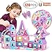 HOMOFY 124PCS Castle Magnetic Blocks Magnetic Tiles Toys for Kids Toddlers -3D Macaron Colors STEM Learning & Development Building Blocks for Age 5 6 7 8 Years Old Boys Girls Gifts