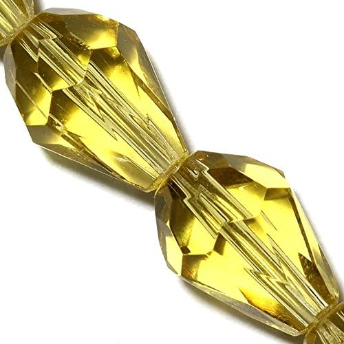 AnsonsImages 26pcs 13x10mm Yellow Teardrop Briolette Crystal Cut Glass Spacer Beads Faceted