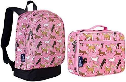 Bundle -- 2 Items - Horses In Pink Sidekick Backpack and Matching Lunchbox