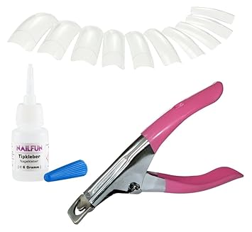 500 Classic Square Premium Profi-Tips klar / transparent in 10 verschiedenen Größen inkl. 1x Tipcutter Metall (rosa / pink) u