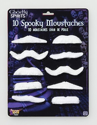 White Spooky Self Adhesive Mustaches - 10 Mustaches per pack Movember