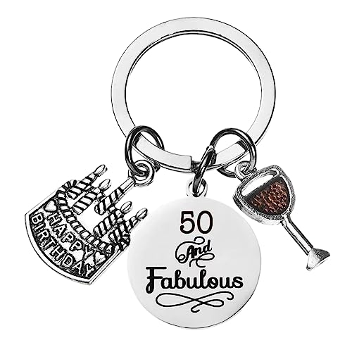 50th Birthday Gifts for Women Men,Cute Keychain for Mom Best