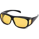 Night Vision Driving Glasses Wrap Around Anti Glare Sunglasses with Polarized Lens for Man and Women (yellow lens)