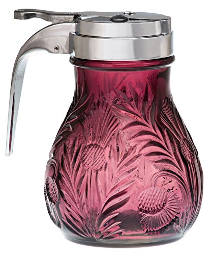 Syrup Dispenser - Inverted Thistle Pattern - American Made - Mosser Glass (Amethyst)