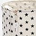 Sea Team 19.7 Inches Large Sized Waterproof Coating Ramie Cotton Fabric Folding Laundry Hamper Bucket Cylindric Burlap Canvas Storage Basket with Stylish Stars Design (19.7