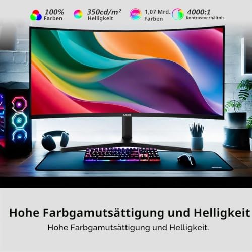 Z-Edge AGEX 34 Zoll 240Hz Curved Gaming Monitor 3440x1440 VA DP1.4 HDMI2.1