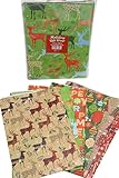 Gift wrap flat wrapping paper, Christmas designs, assorted holiday designs, pack of 48 sheets, 20